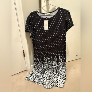 Summer Black and White Floral Midi Dress